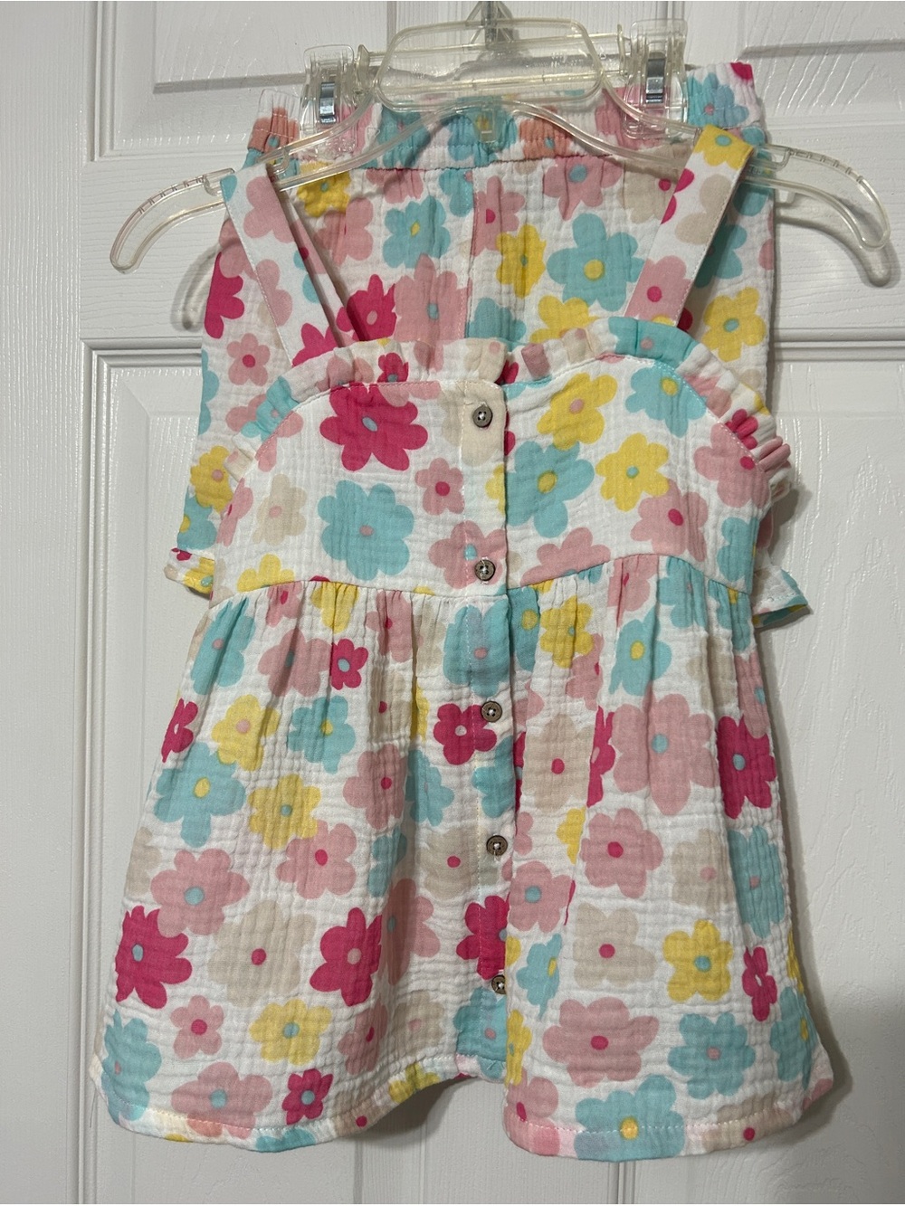 Rabbit + Bear Organics Cotton Short Set Floral Ruffle Gauzy Girls Size 8